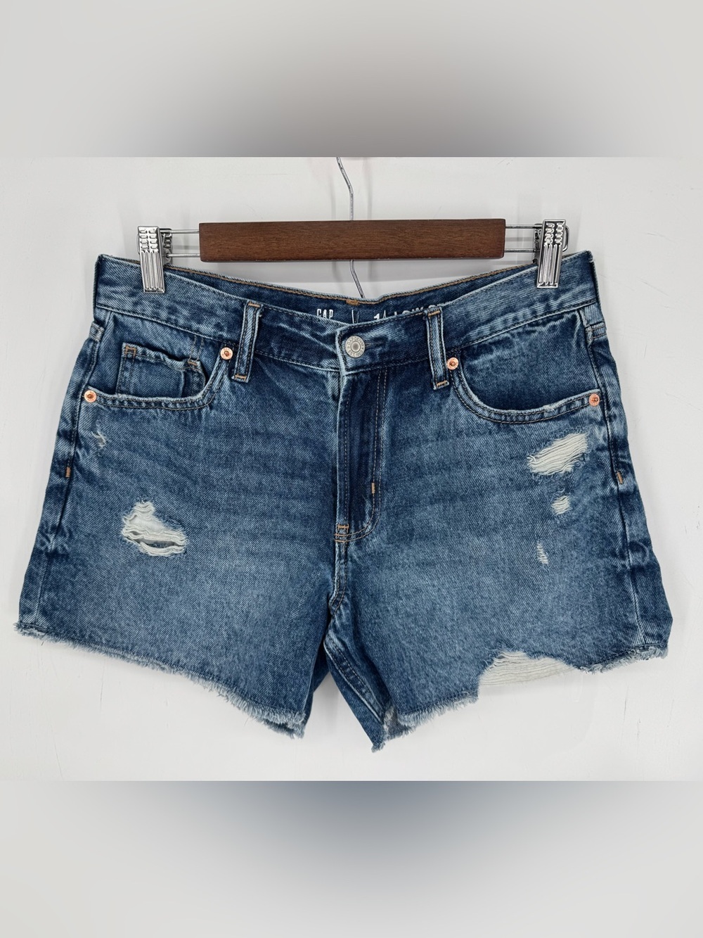 GAP Kids Distressed Low Stride Denim Blue Shorts Size 14 Plus GIRLS 100% Cotton